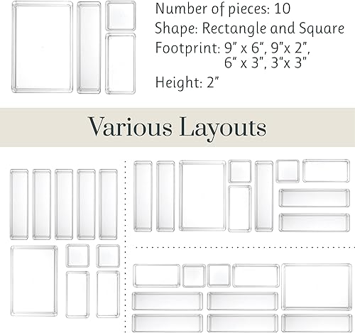Miniatura 5 de STORi SimpleSort - Juego organizador de cajones transparentes apilables de 10 piezas bandejas de varios tamaños contenedores de almacenamiento de