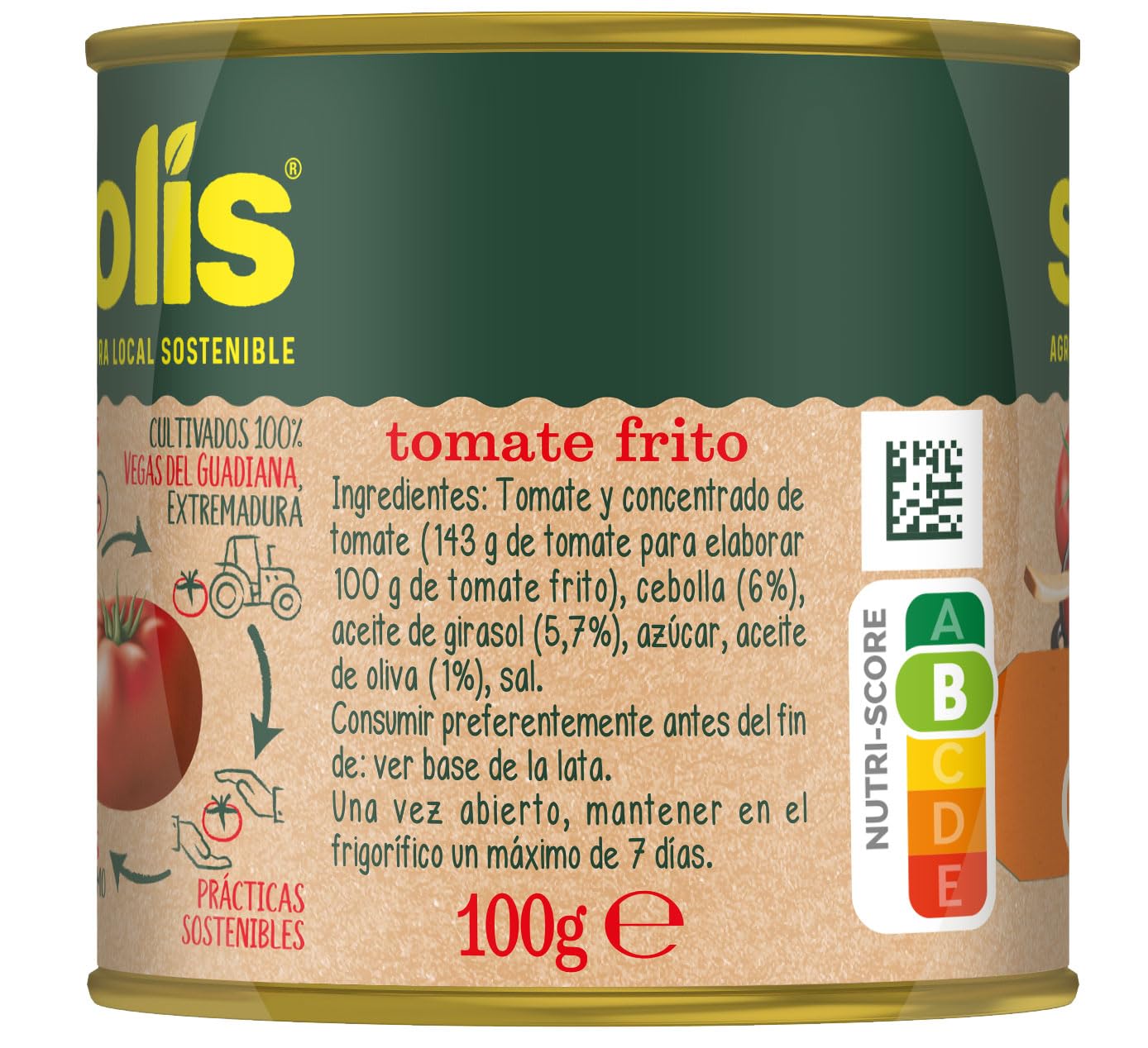 SOLÍS Tomate Frito Estilo Casero Tripack Lata - Sin Gluten - Pack de 3 x 100g