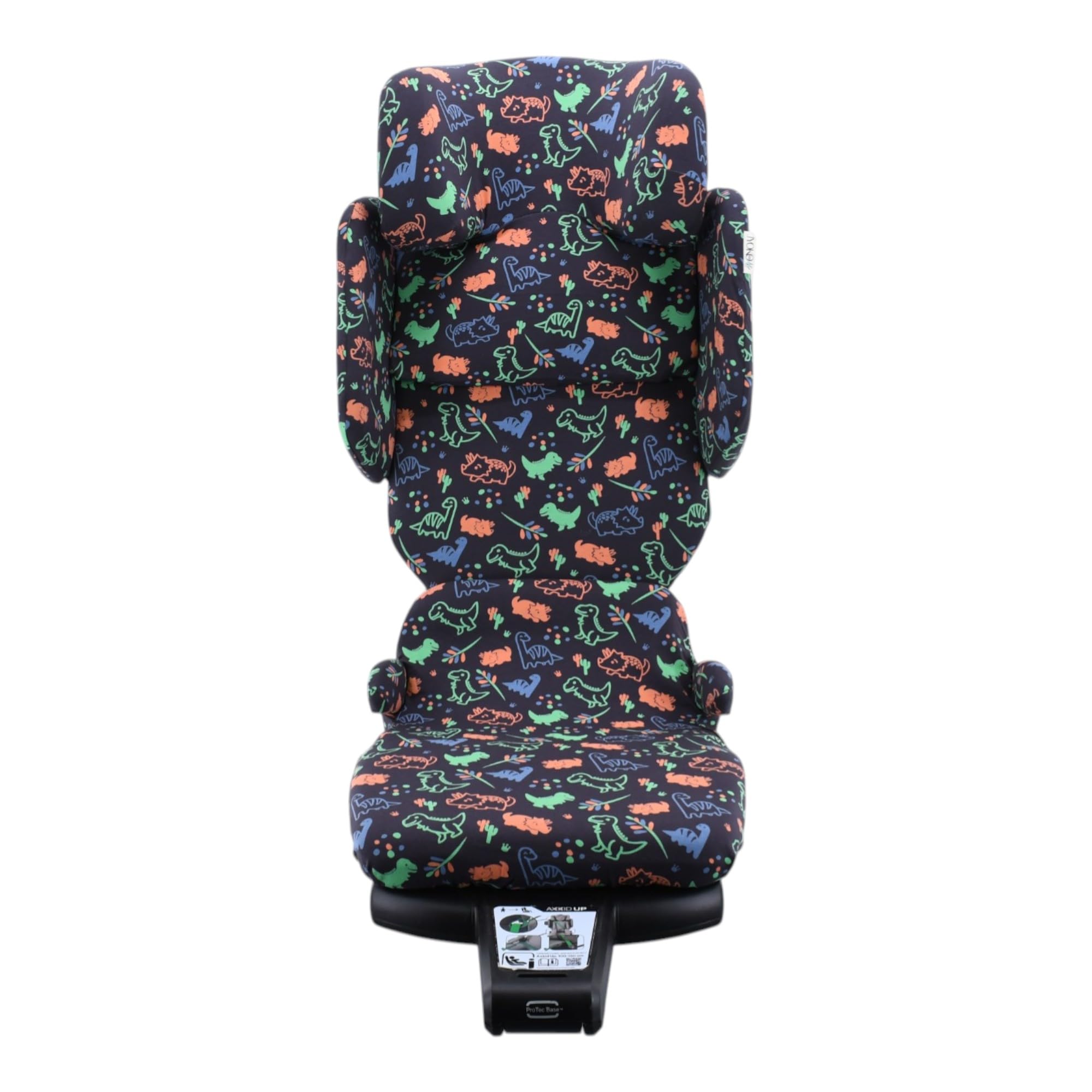 JYOKO Funda para Silla De Coche Compatible con Axkid Up | Algodón Orgánico | Transpirable Y Suave | Estampado Happy Dino