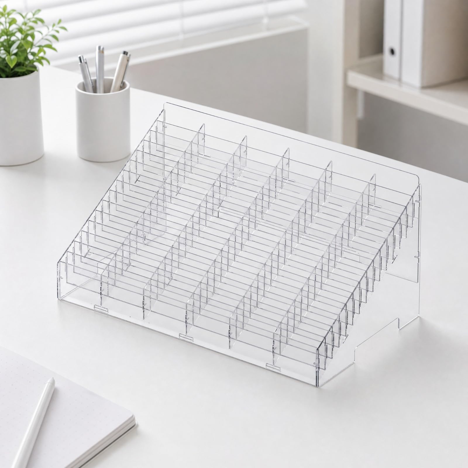 Boîte Rangement Traparente en Polystyrène Compact Range-Cartes Étiqutes Traparent Organiteur pr lon, 42x36x29cm, 60 Fentes