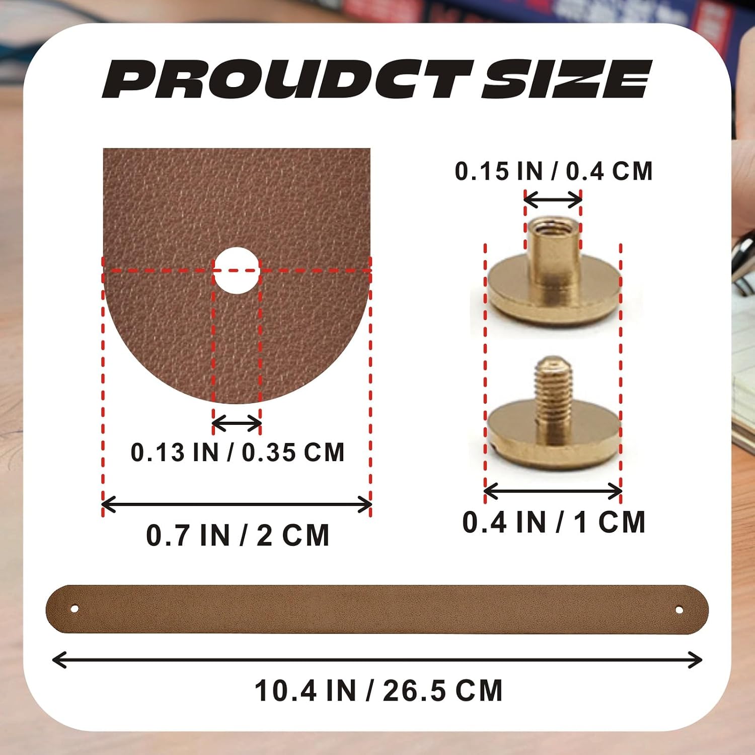 Mini Speaker Cabinet PU Leather Handles Strap, Small Bucket Strap Handheld Accessories, Replacement Handle for DIY Crocheted Bags, 10 Inches, Brown, 4 Pieces image 2