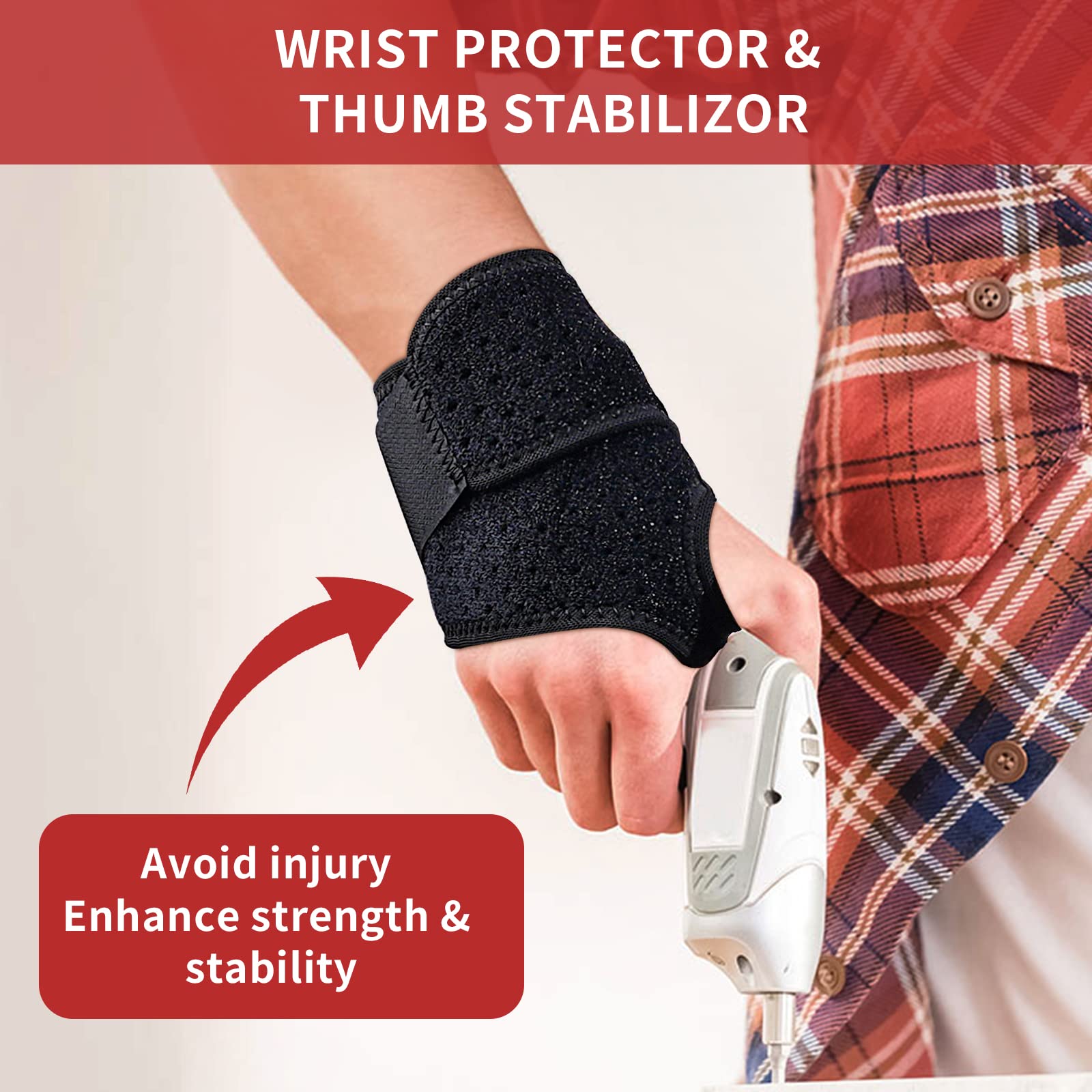 Boenoea Wrist Splint – Carpal Tunnel Support For Left/Right Hand, Breathable, Adjustable (S/M, L/XL)