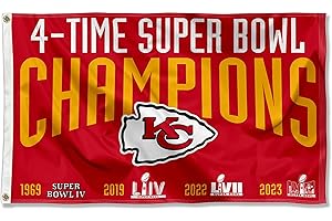 Kansas City Chiefs 4 Time Super Bowl Champions Flag