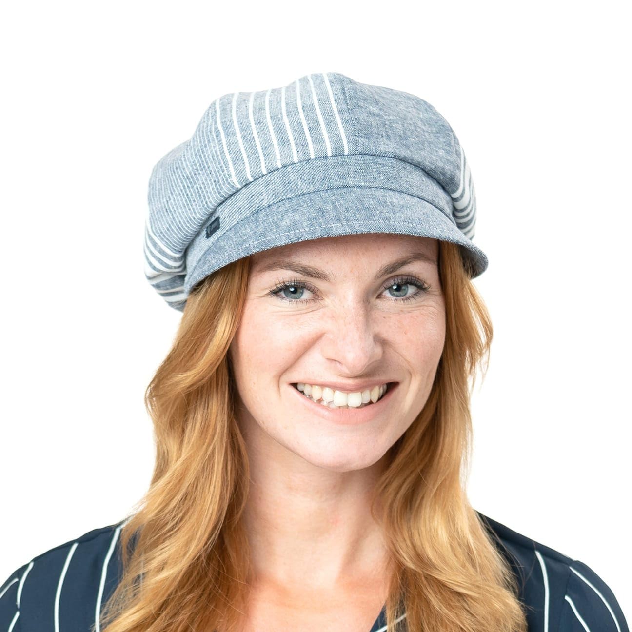 Lipodo Casquette Gavroche Blue Patchwork Femme Made in Italy Baker Boy