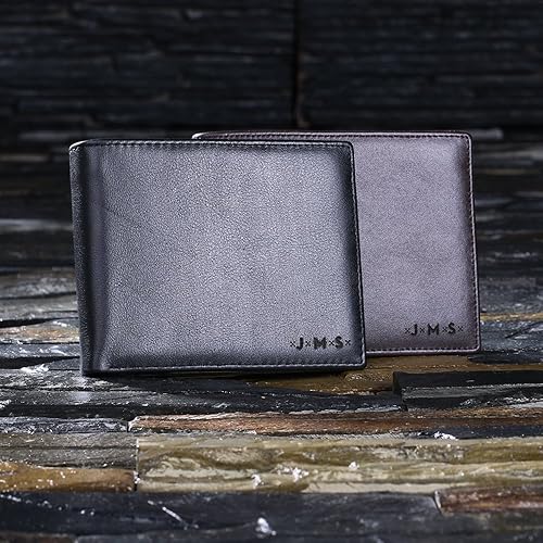 Miniatura 4 de Cartera de cuero personalizada con caja de regalo de madera. Añade un monograma y un mensaje secreto. Personalización gratuita - El mejor regalo