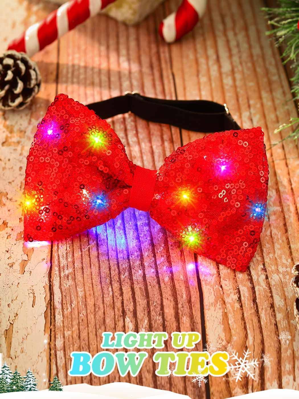 Yonamix Light Up Bow Tie Sequin Led Bowtie for Men