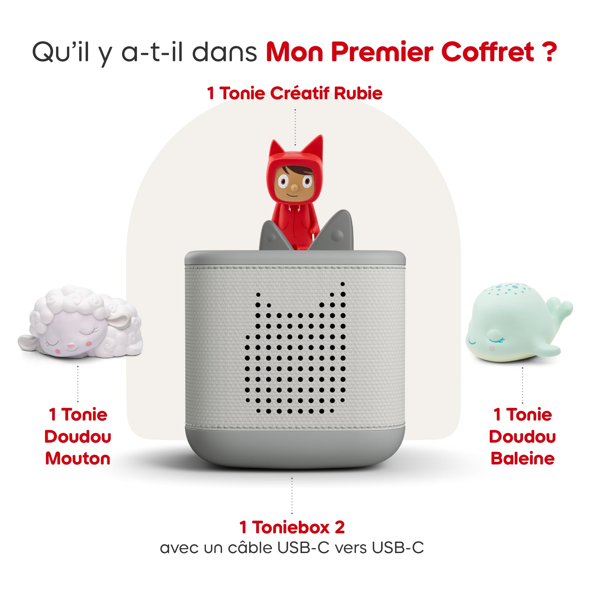 tonies Toniebox 2 Pack Boite à Histoire pour Enfant 1 à 9 Ans, Robuste & Facile à Utiliser, Les Copains du Dodo, 2 Figurines, Gris Lune