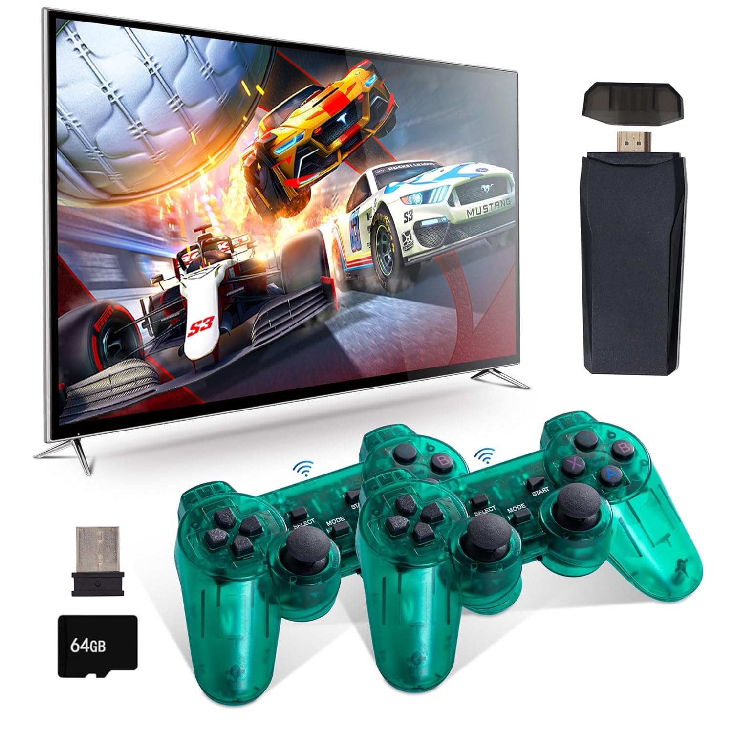 New Video Game for Tv | Video Games for Tv Gaming | Wireless Retro Gaming Console 4K HD | Plug & Play Video Games for TV | 21K+ Games | 10 Emulators | Dual-Players Game Stick for Kids