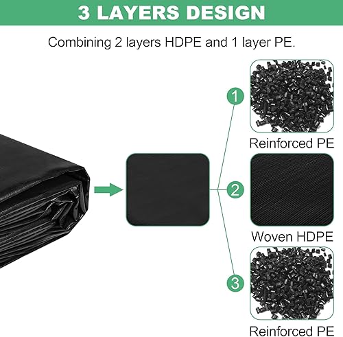 Miniatura 9 de MYFAMIREA Revestimiento de estanque de 20 x 25 pies, revestimiento de estanque preformado de polietileno de 28 mil con 18 ojales de borde