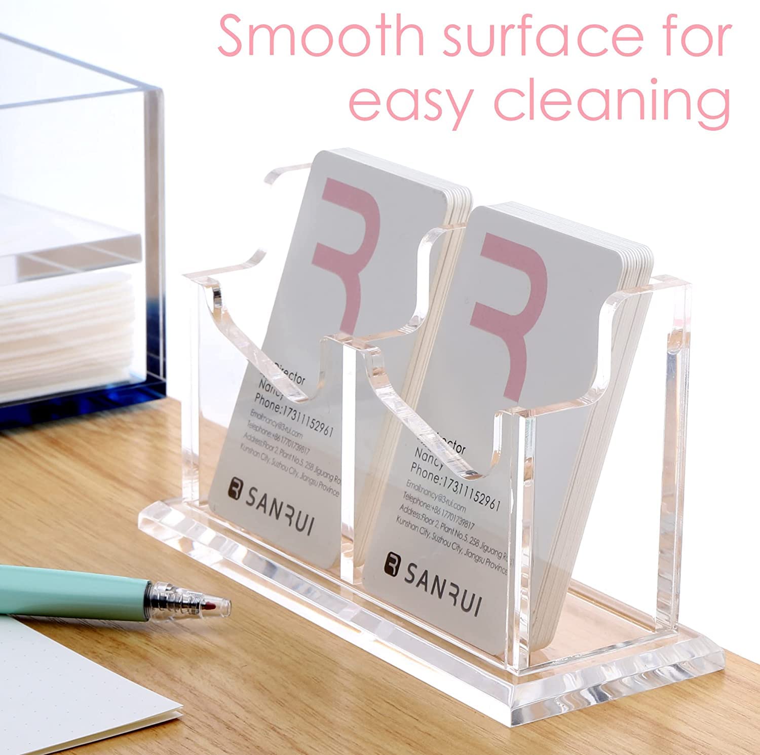 SANRUI Acrylic Vertical Business Card Holder for Desk,Clear Business Card Display Stand Organizer Storage Rack for Exhibition Home - Image 4