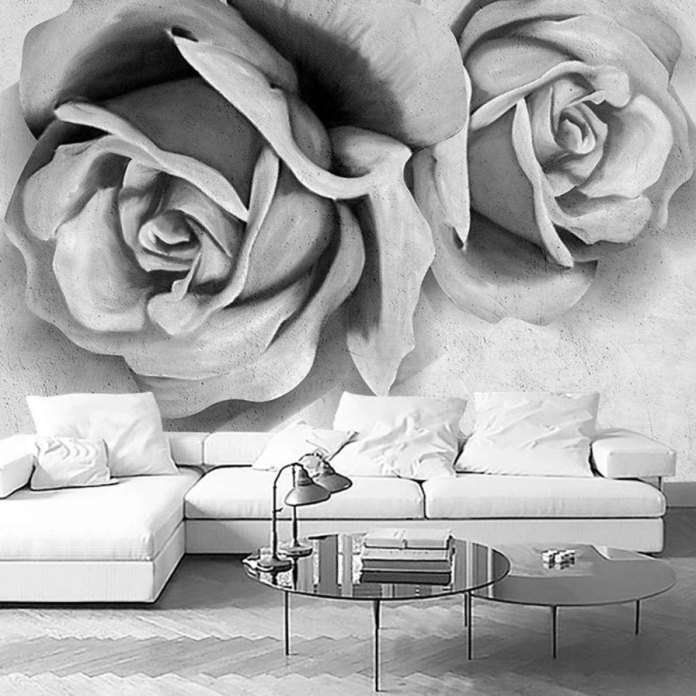 Papel tapiz mural cemento gris 3D en relieve flor rosa dormitorio sala de estar sofá TV decoración de fondo