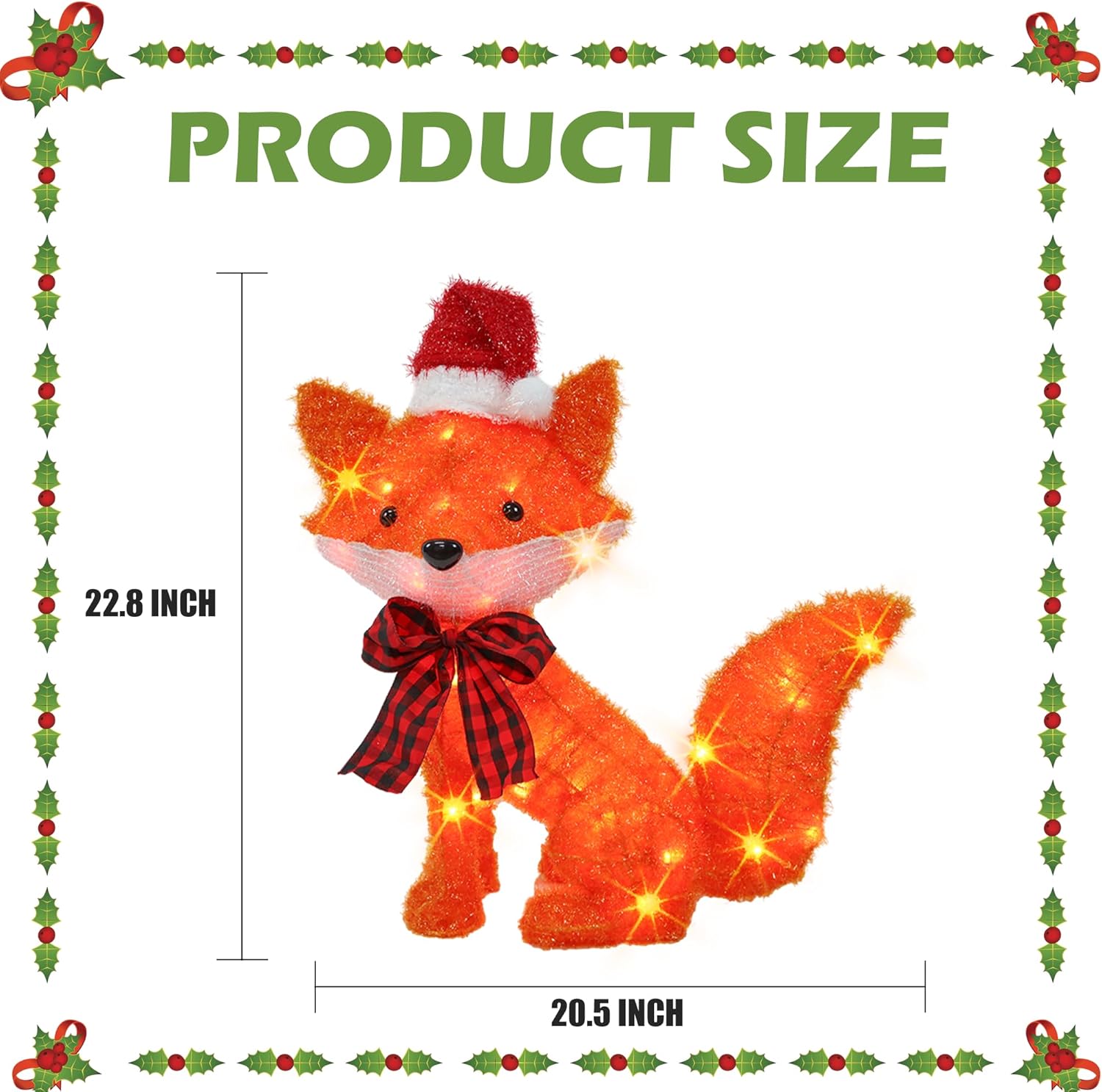 Dazzle Bright 3D 20in Lighted Christmas Fox, Christmas Decorations Outdoor Pre-Lit 35 L Fox with Lights, Light Up Xmas Decor for Indoor Outdoor Festive Holiday Garden Yard Lawn Patio - Image 4