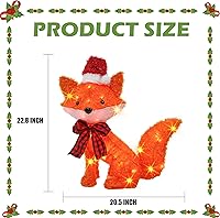 Vista 4 de Dazzle Bright Zorro de Navidad iluminado 3D de 20 pulgadas, decoraciones de Navidad para exteriores preiluminado, zorro de 35 L con luces