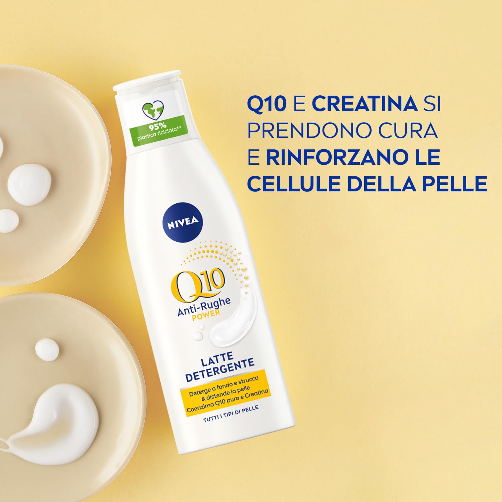 NIVEA Q10 Power Reinigungsmilch für das Gesicht, Anti-Falten, feuchtigkeitsspendend, Anti-Aging-Wirkung, belebend, elastisch, antioxidativ, 48 Stunden, Formel mit Kreatin für empfindliche Haut – 4