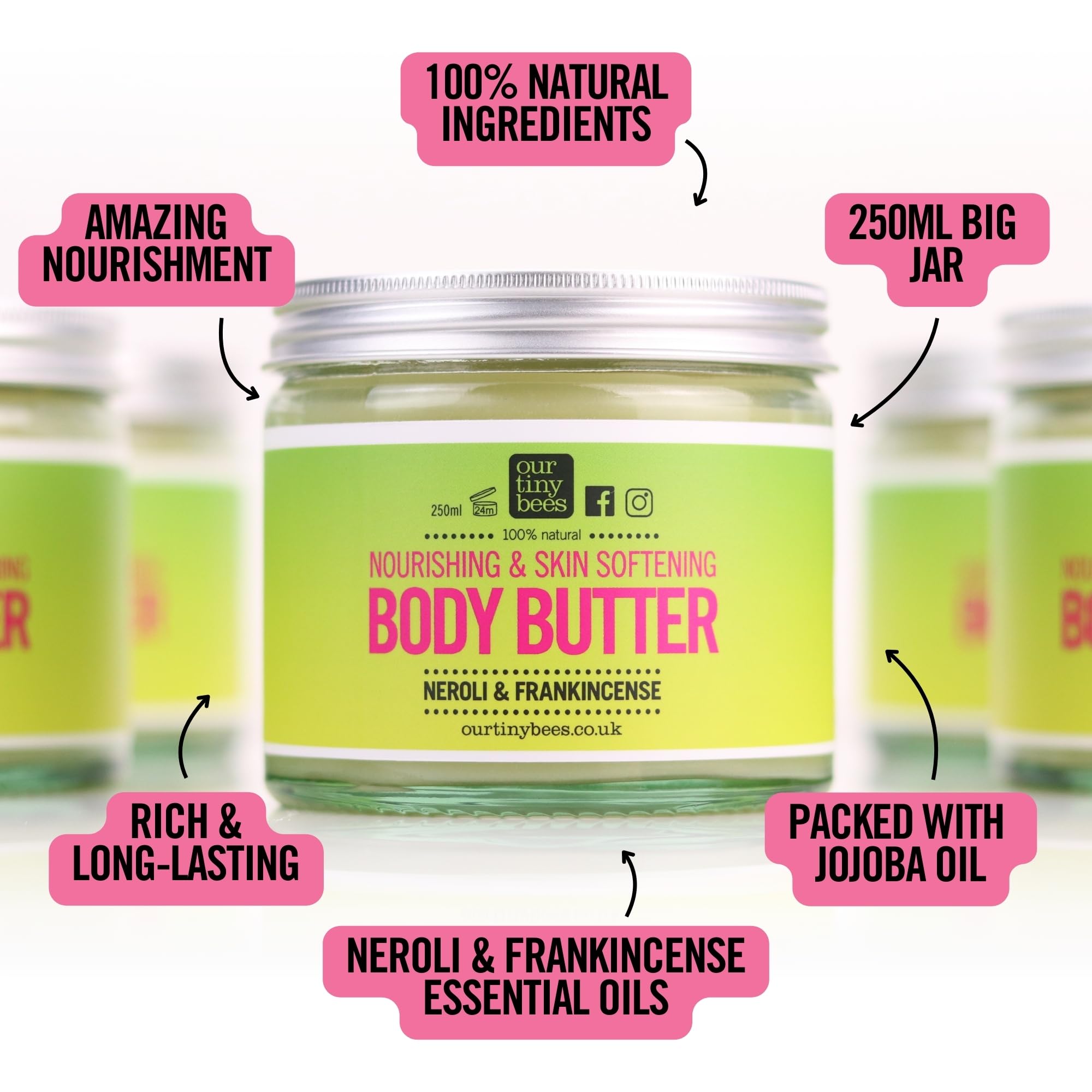 Neroli and Frankincense Body Butter, Anti-Ageing Essential Oils, 250 g (Pack of 1) - Image 2