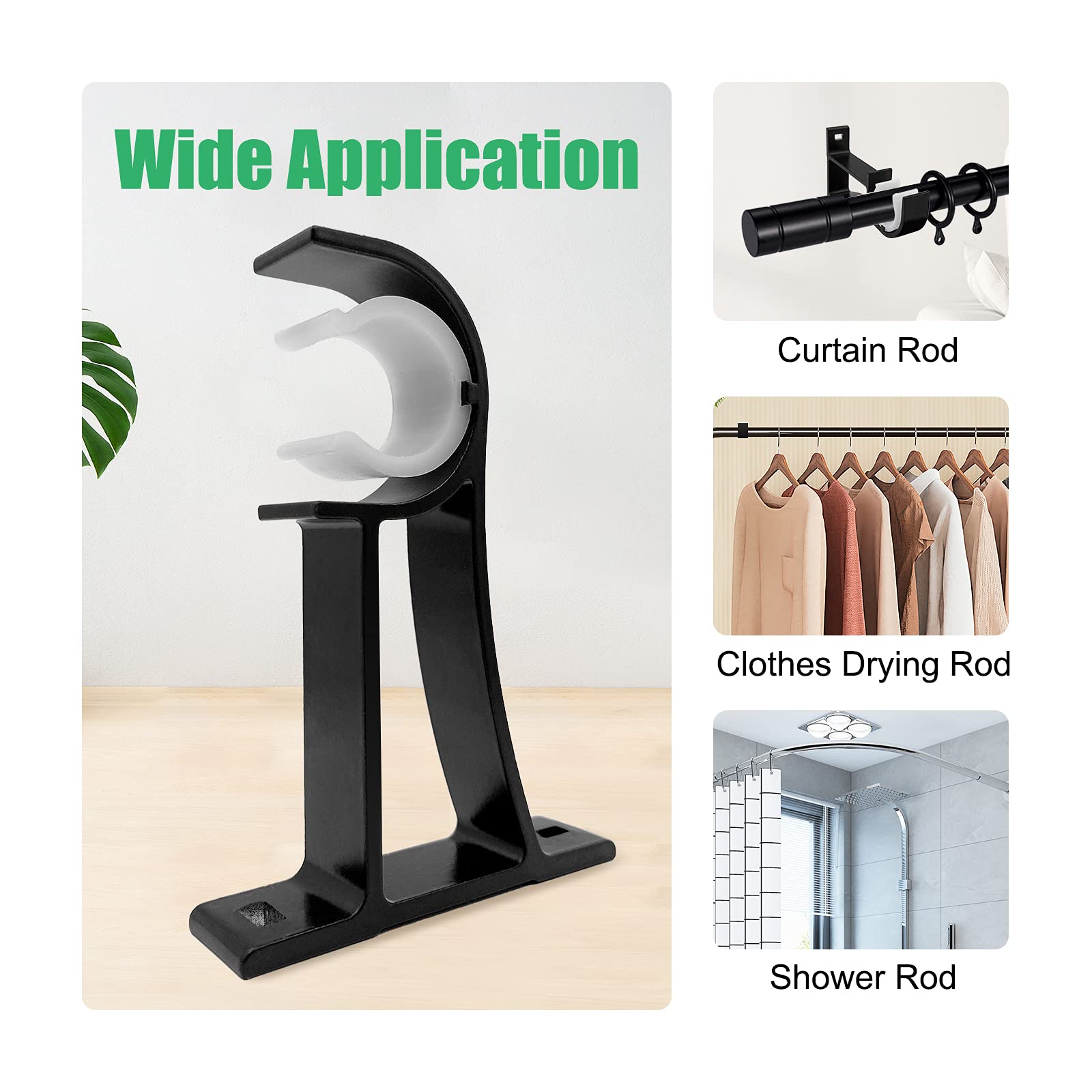 Black Curtain Rod Brackets - 6 Pack -7