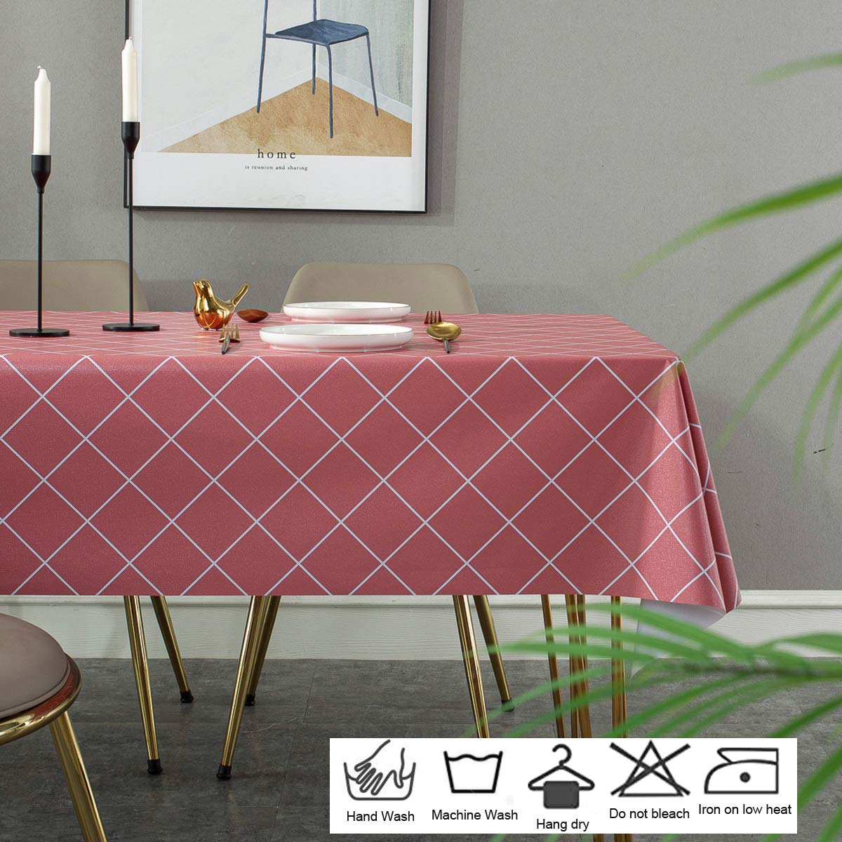 Tovaglia A Quadri In PVC Impermeabile E Anti-olio - Tender Weaver (132x178 Cm, Azzurro) - 4