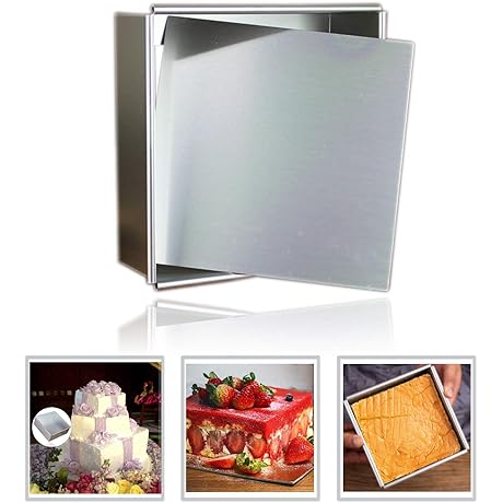 Anodized Aluminum 6 Inch Square Cake Pan: Chiffon Cake Mold Baking Mould with Detachable Bottom