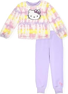 Girls Sherpa Fleece Jogger Set 2 Piece Crew Neck Sweatshirt and Sweatpants