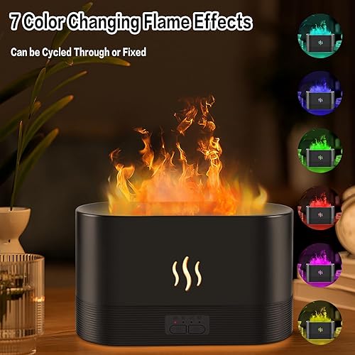 Miniatura 2 de Depulat RGB Flame Diffuser HumidifierUltrasonic 300ml Fire Diffuser Automatic Power-Off Protection with Timer, Adjustable Brightness