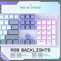 Vista 44 de RisoPhy Teclado mecánico para juegos, RGB de 104 teclas ultradelgado con retroiluminación LED USB con interruptor azul, teclas ABS duraderas, Negro