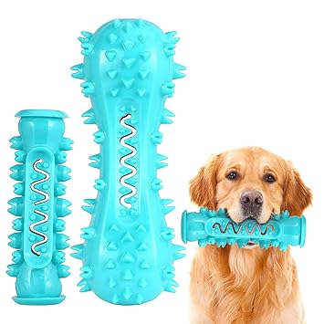Dog Toothbrush Chew Stick Toy 2Pack for Teeth Cleaning, Blue Teething Toys for Small Medium Large Dogs Aggressive Chewers Teeth Small Breeds Indestructible Natural Material