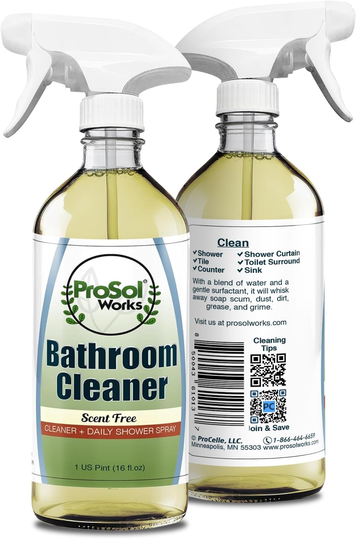Bathroom Cleaner 16 oz - Daily Cleaning Spray for Shower Curtain, Sink, Shower, Tile, Bathtub, & Toilet Bowl Cleaners Revealing Natural Shine & Refreshing Scent- Safe on All Surface