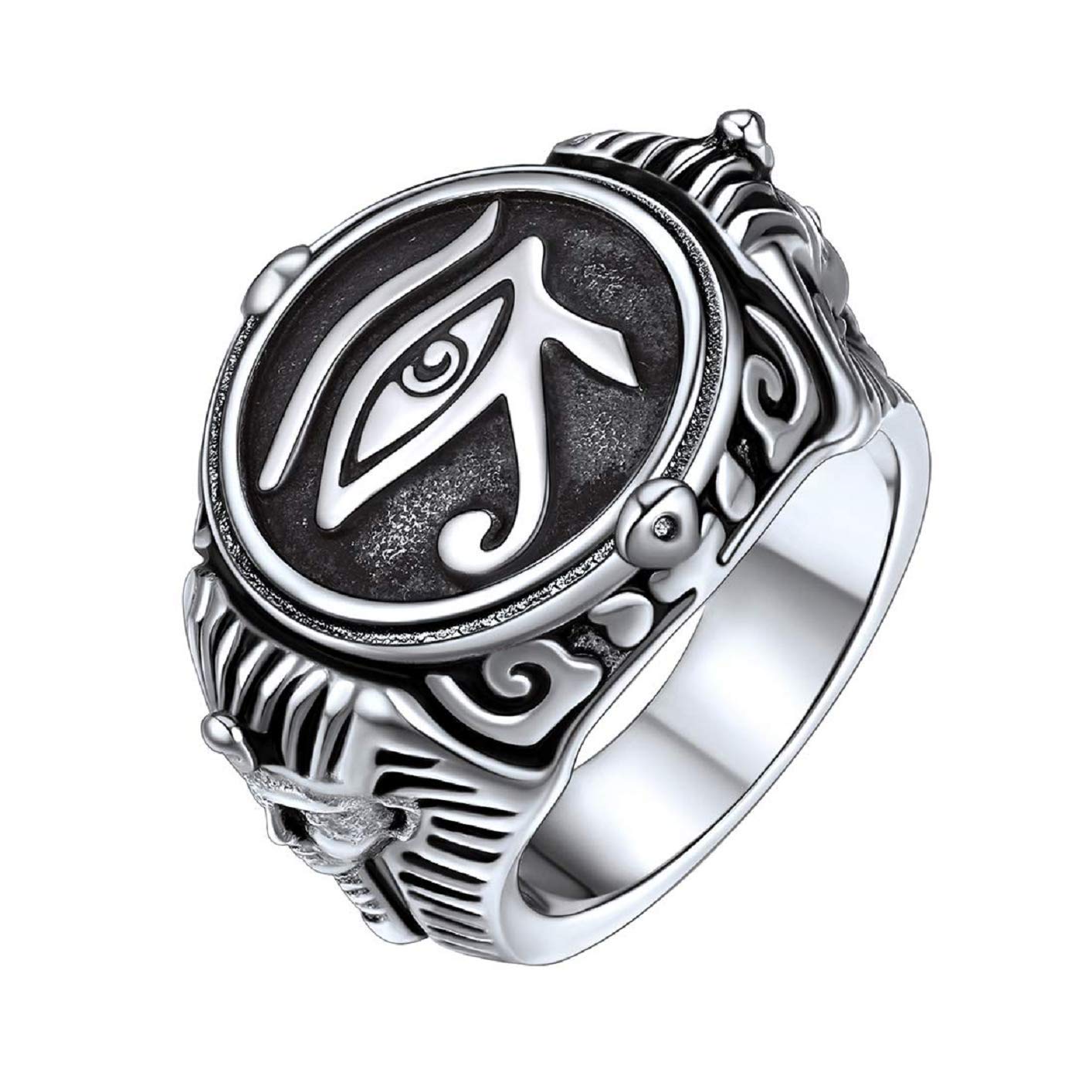 Sterling Silver Eye Of Horus Egyptian Ring – Udjat Symbol Protection Ring, Sizes 4-15