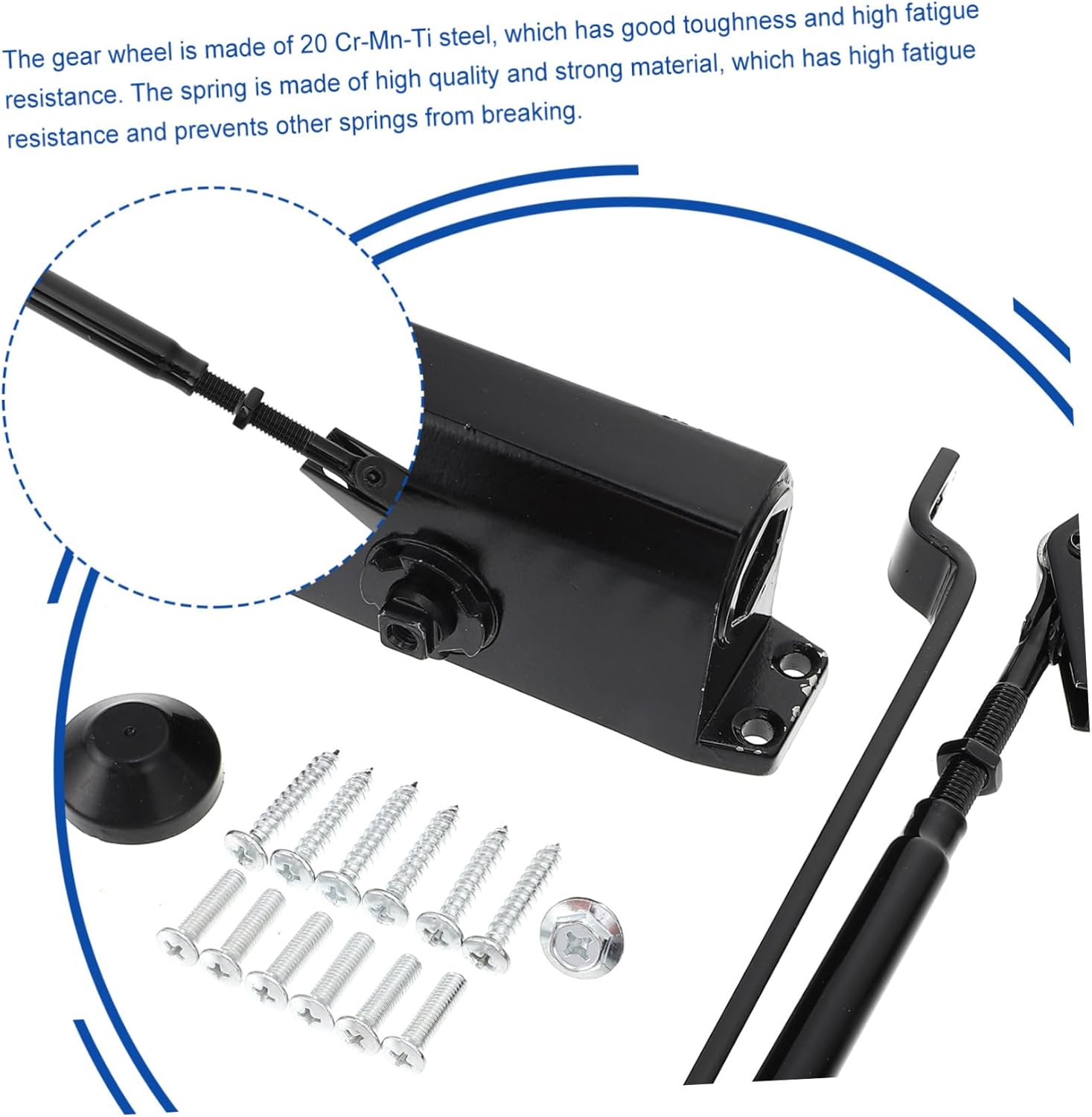 Automatic Spring Door Closer for Home and Office Simple Black Door Controller with Smooth Closing and Construction Quiet and Secure Operation