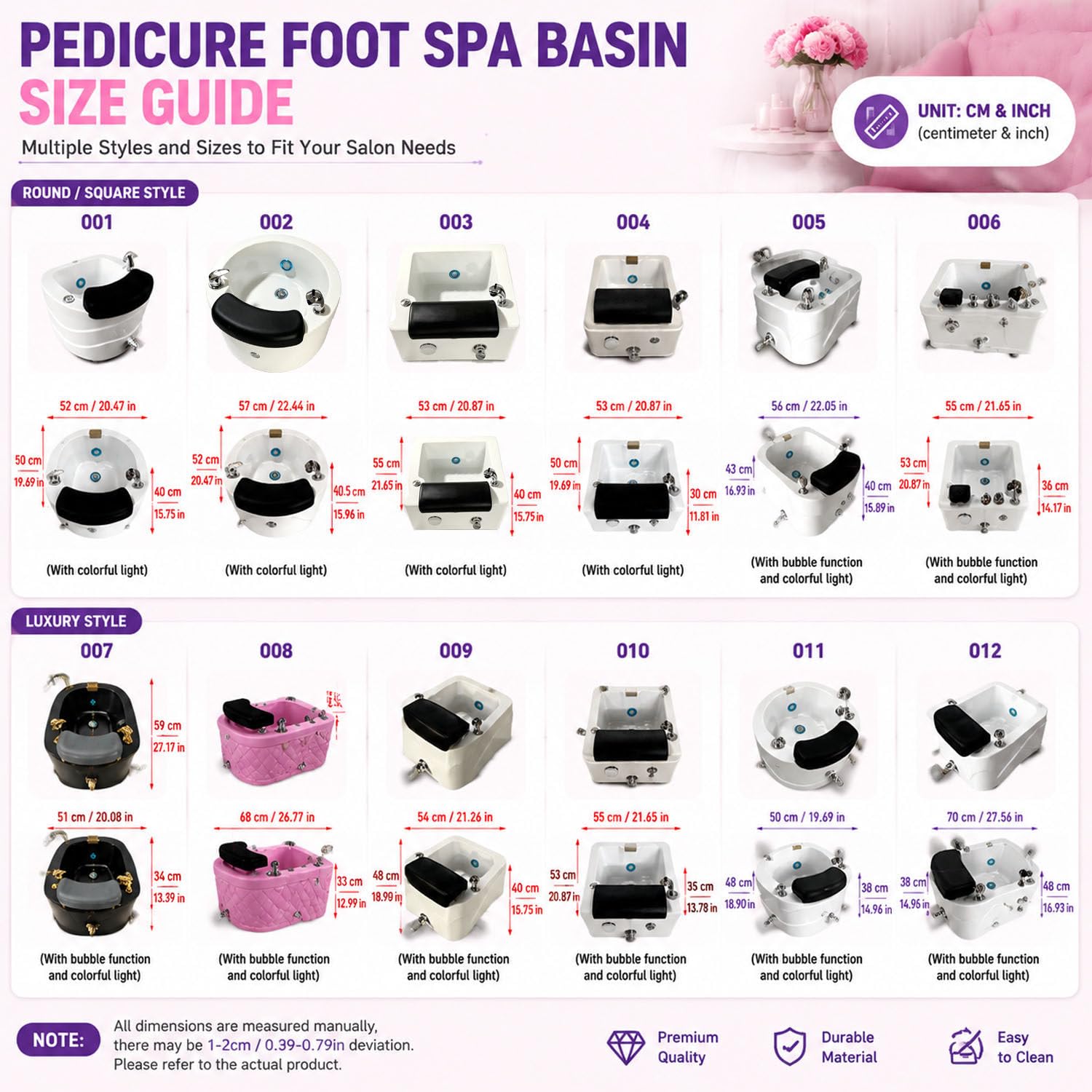 DowPie Salonowa umywalka spa do pedicure, wiele kształtów, z odpływem 220v-001 | Regulowana temperatura, wypukłości masujące i szybki odpływ – do użytku domowego i salonowego