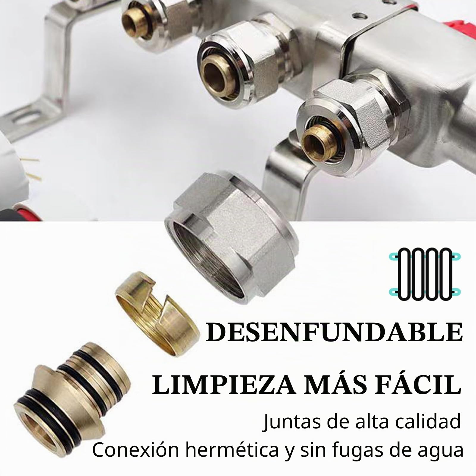 Distribuidor Circuito Calefacción, Calefacción Por Suelo Radiante 4 Circuitos Caudalímetro Suelo Radiante Sistema Calefacción Por Suelo Radiante Acero Inoxidable Con Caudalímetro Rosca Exterior 3/4"