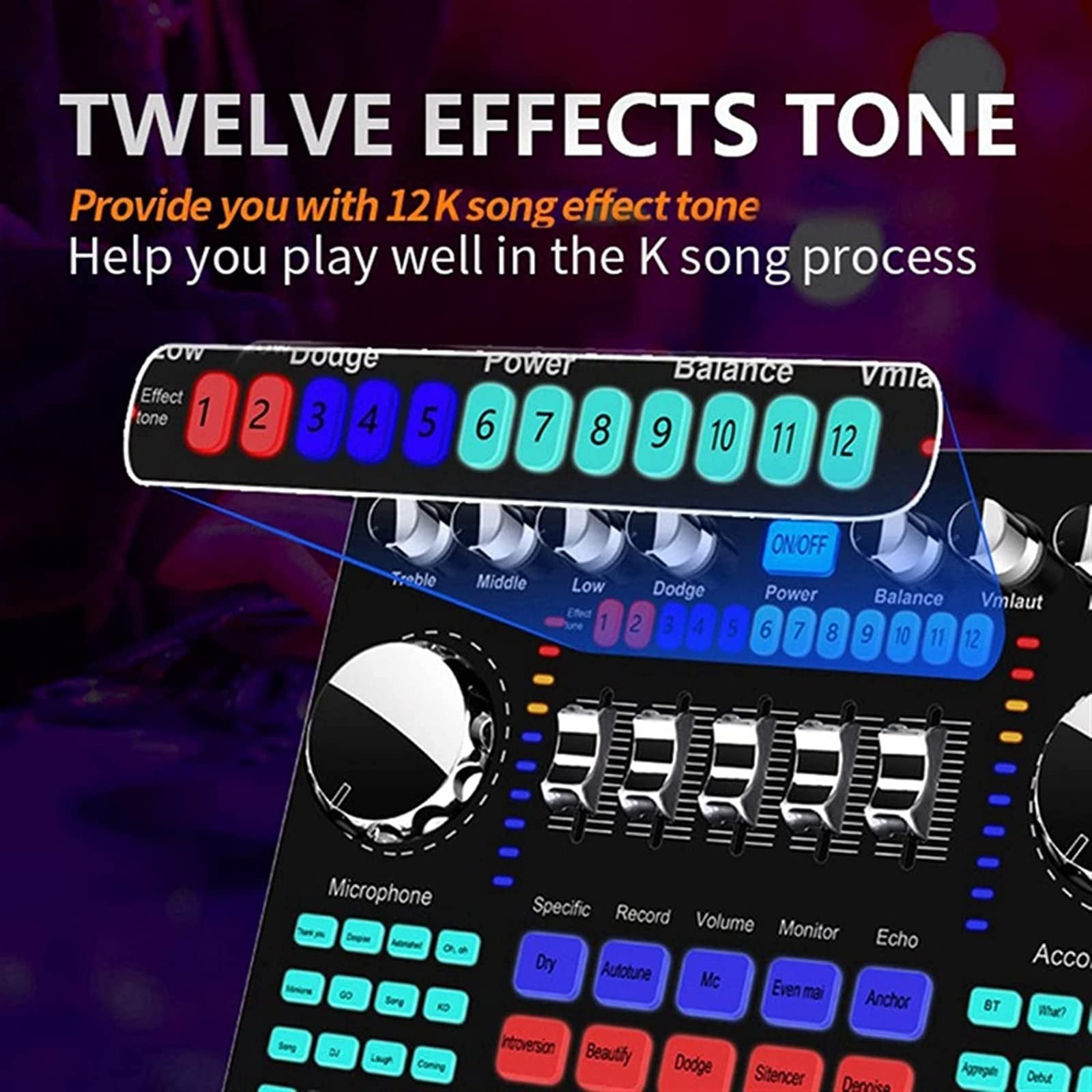 Mixer Audio Professionale, Scheda Audio Live K1 Scheda Audio Bluetooth Portatile Professione Volume Regolabile Audio per Registrazione Musicale Canto Karaoke