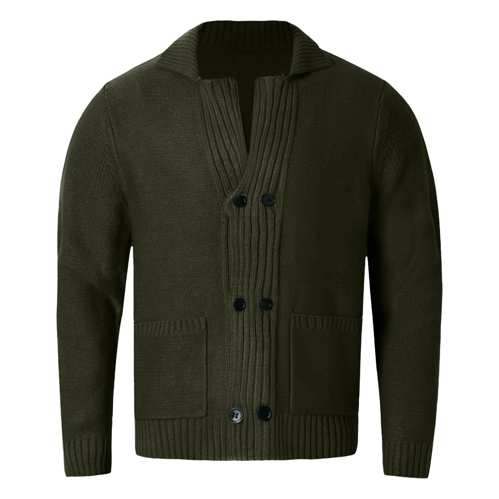 Jersey Hombre Cardigan, Chaqueta Punto Botones Hombre Mangas Largas con Botones Y Solapa Cálido Chaqueta De Punto Informal Bloques De Color Suave Y Cómodo para La Moda Diaria Y Comodidad