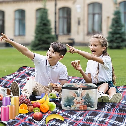 Miniatura 3 de Bolsa de almuerzo aislada con temática clásica de invierno para mujer, reutilizable, bolsa de comida cuadrada para adultos y hombres, lonchera más