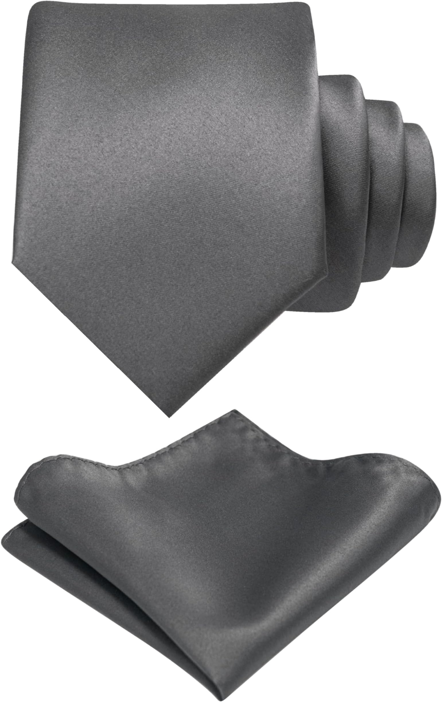 RBOCOTT Solid Color Tie and Pocket Square Set for Men