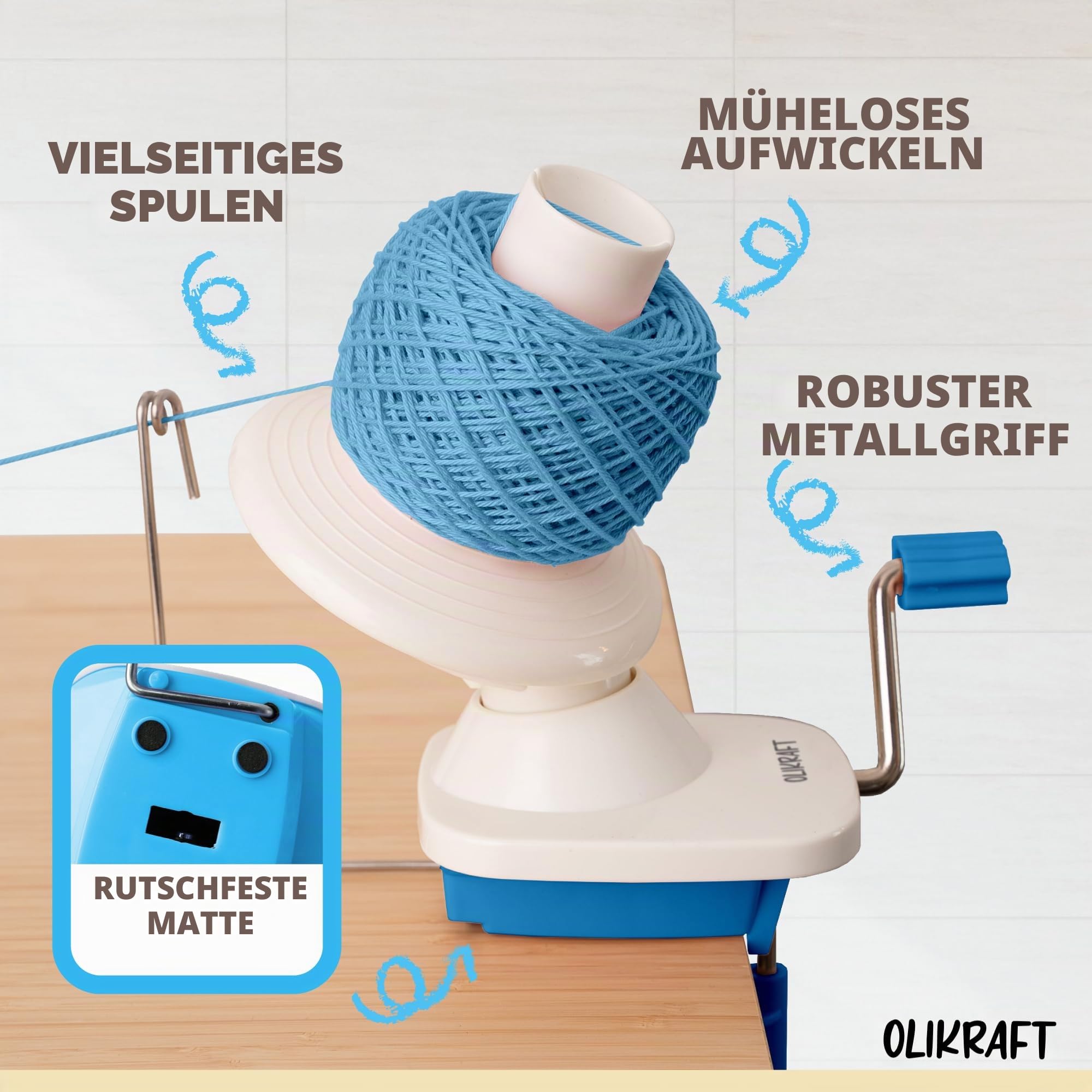 Wollspule für Wollkugeln und Wollspender (mit Wollknäuelhalter) | Basis-Set geeignet für Wollknäuel | Wollspule