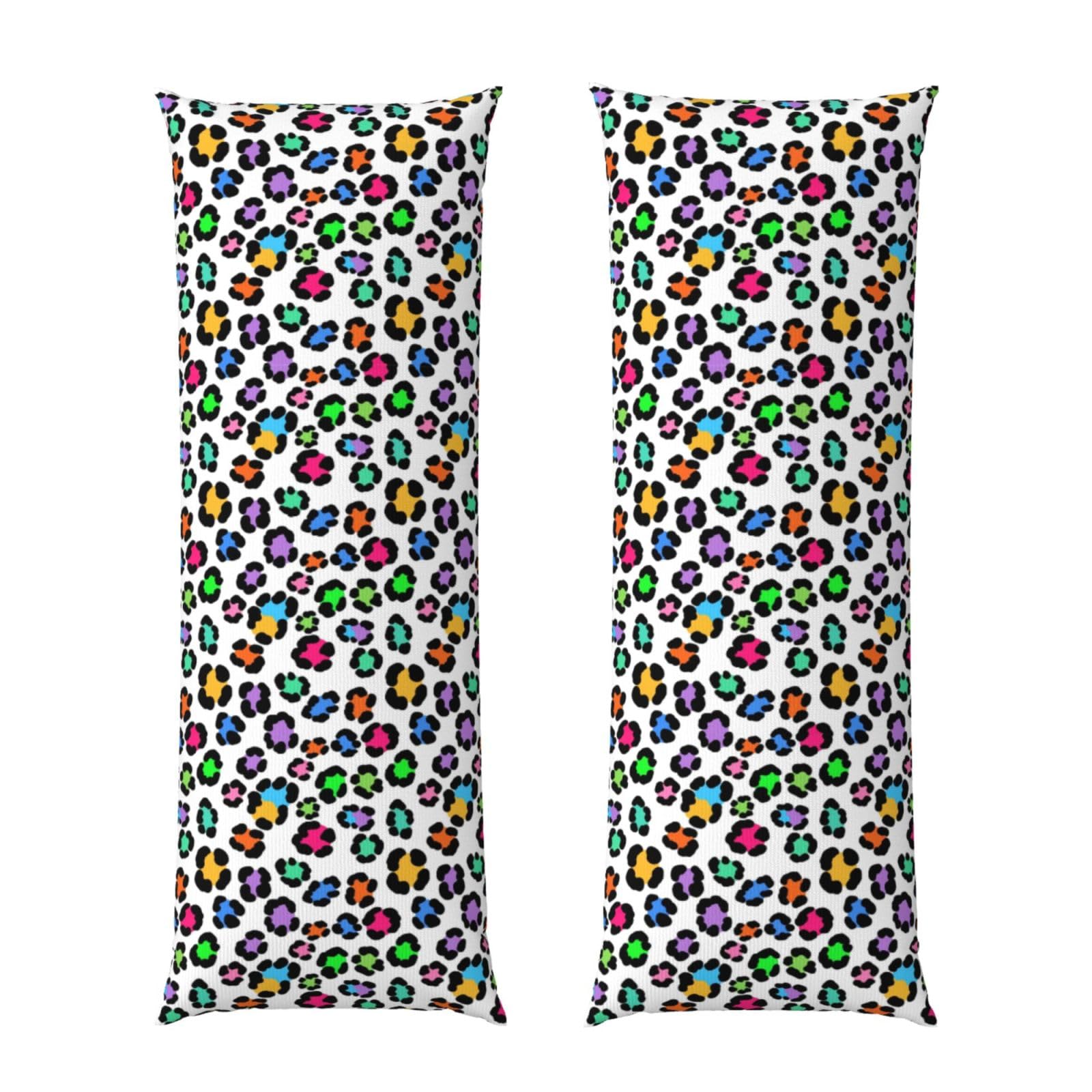 Long Pillowcase 20x60 Colorful Cheetah Leopard Print, Body Pillow Cover with Hidden Zipper, Premium Quality Velvet, Breathable Rectangular Case for Bed Couch