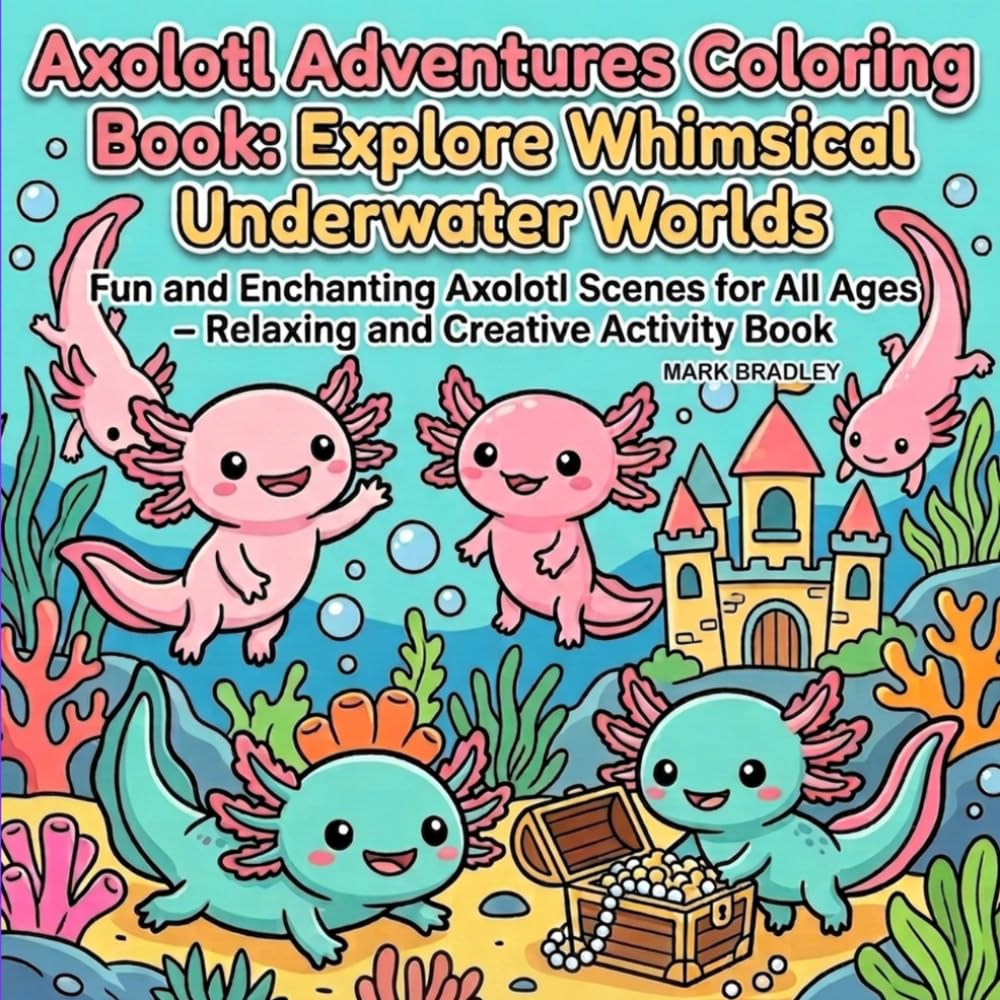 Axolotl Adventures Coloring Book: Explore Whimsical Underwater Worlds: Fun and Enchanting Axolotl Scenes for All Ages - Relaxing and Creative Activity Book