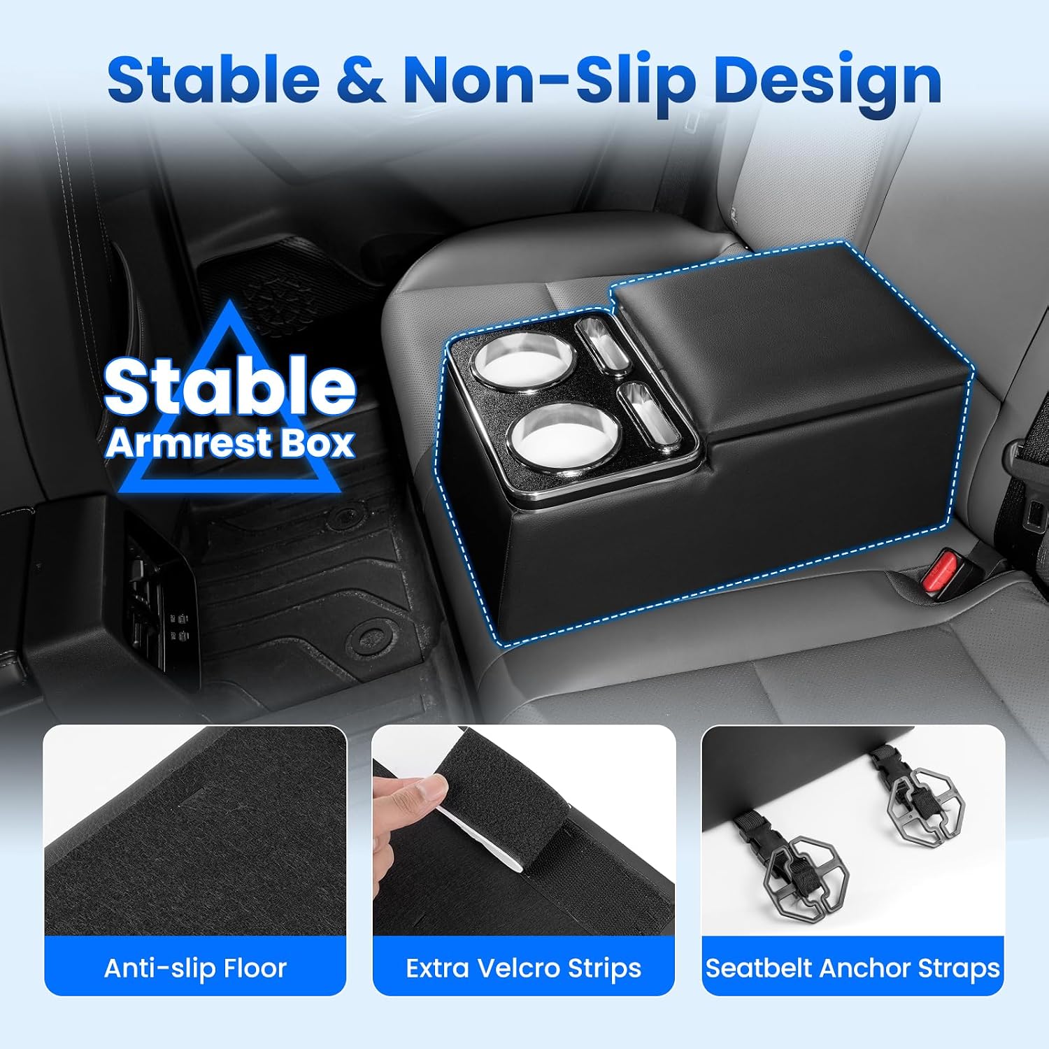 Universal Bench Seat Center Console With Cup Holders For Car,Truck,SUV,Van