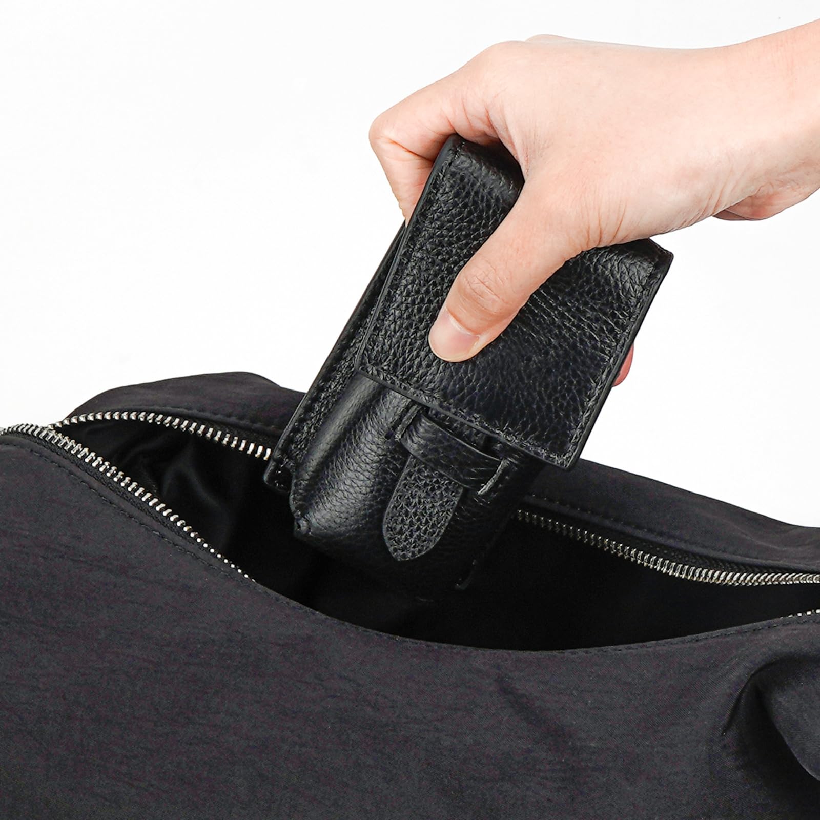 Linkidea Custodia da Viaggio per Pennelli da Barba, Borsa Organizer Portatile, Supporto Compatto Compatibile con Pennelli da Barba di Piccole Dimensioni (Nero)