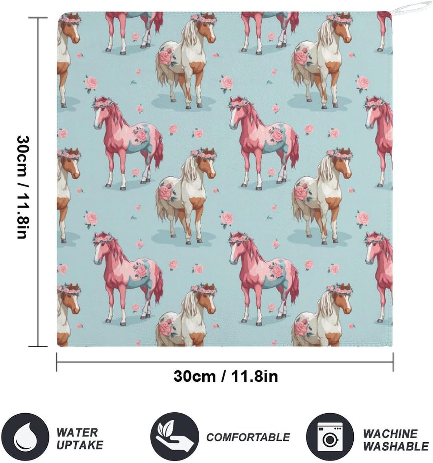 Horse Farmhouse Microfiber Hand Towels for Bathroom Soft Absorbent Bath Kitchen Towel with Hanging Loop 4PCS