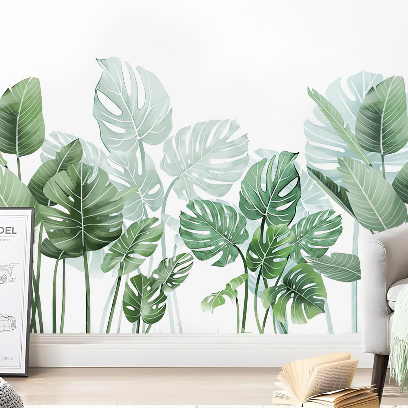 30 Jungle Muurstickers - Tropisch Blad Muurdecoratie voor Woonkamer, Slaapkamer, Keuken - Botanisch Groen Palmboom Wijnstok Stickers voor Thuis