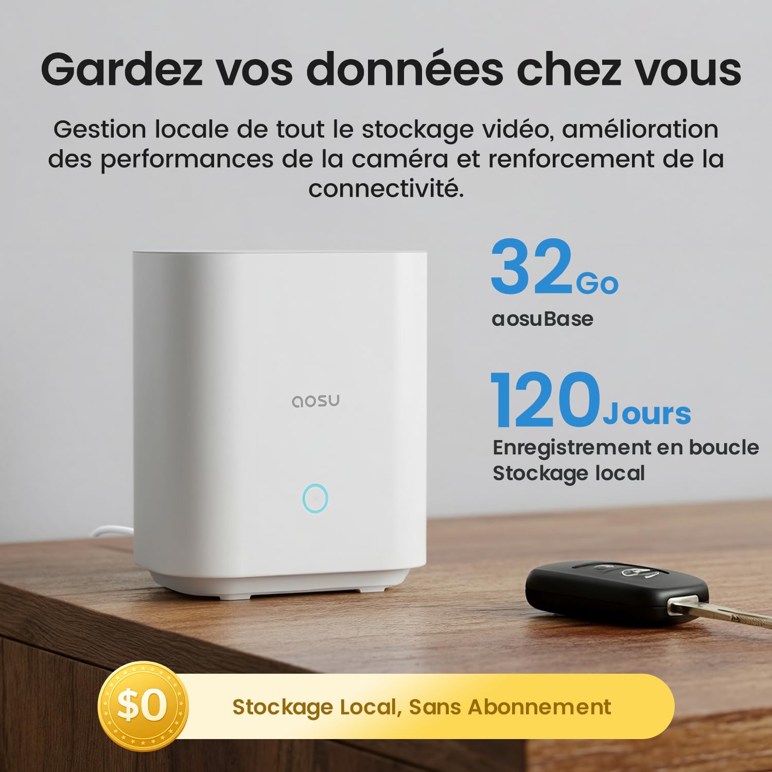 aosu 3K Camera Surveillance Exterieure sans Fil Solaire, 32G Locale 5G WiFi | Sans Abonnement Requis, Angle 166° Voir Plus, PIR, Vision Nocturne Couleur, 2-Way Audio, 365 Jours, pour la Maison & Jardin