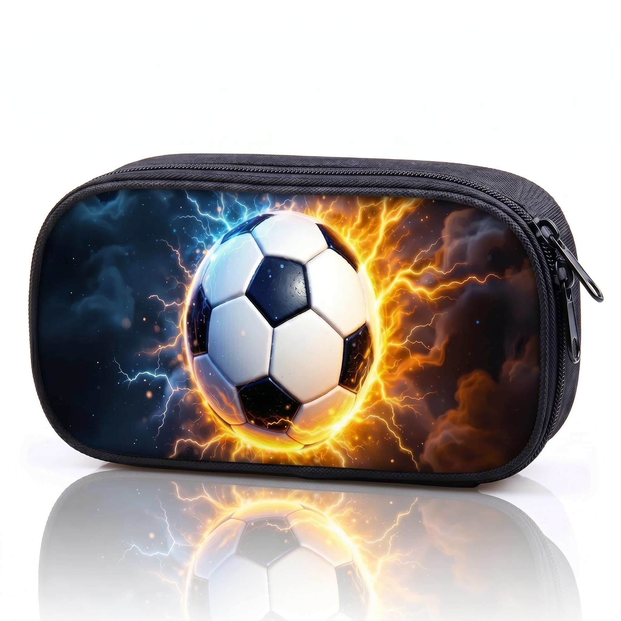 DINSAGE Pencil Case for Boys,Black Football School Pencil Cases, Large Capacity Special Pencilcase with Zipper, Gaming Aesthetic Pencils Box for Kids with Compartments,Back to School Plain Supplies