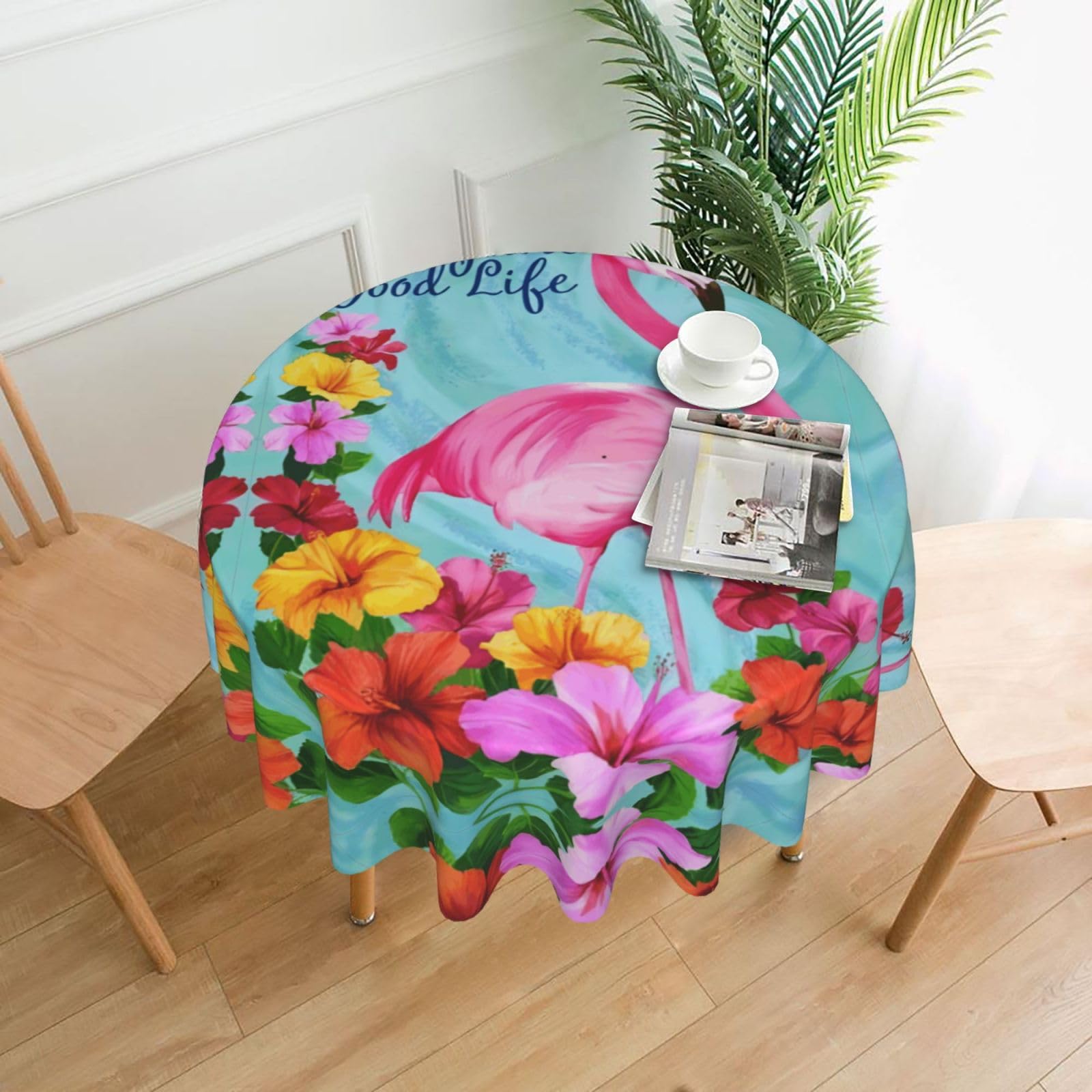 hhxvcv Flamingo Flowers Round Tablecloth – Dining Table Cover