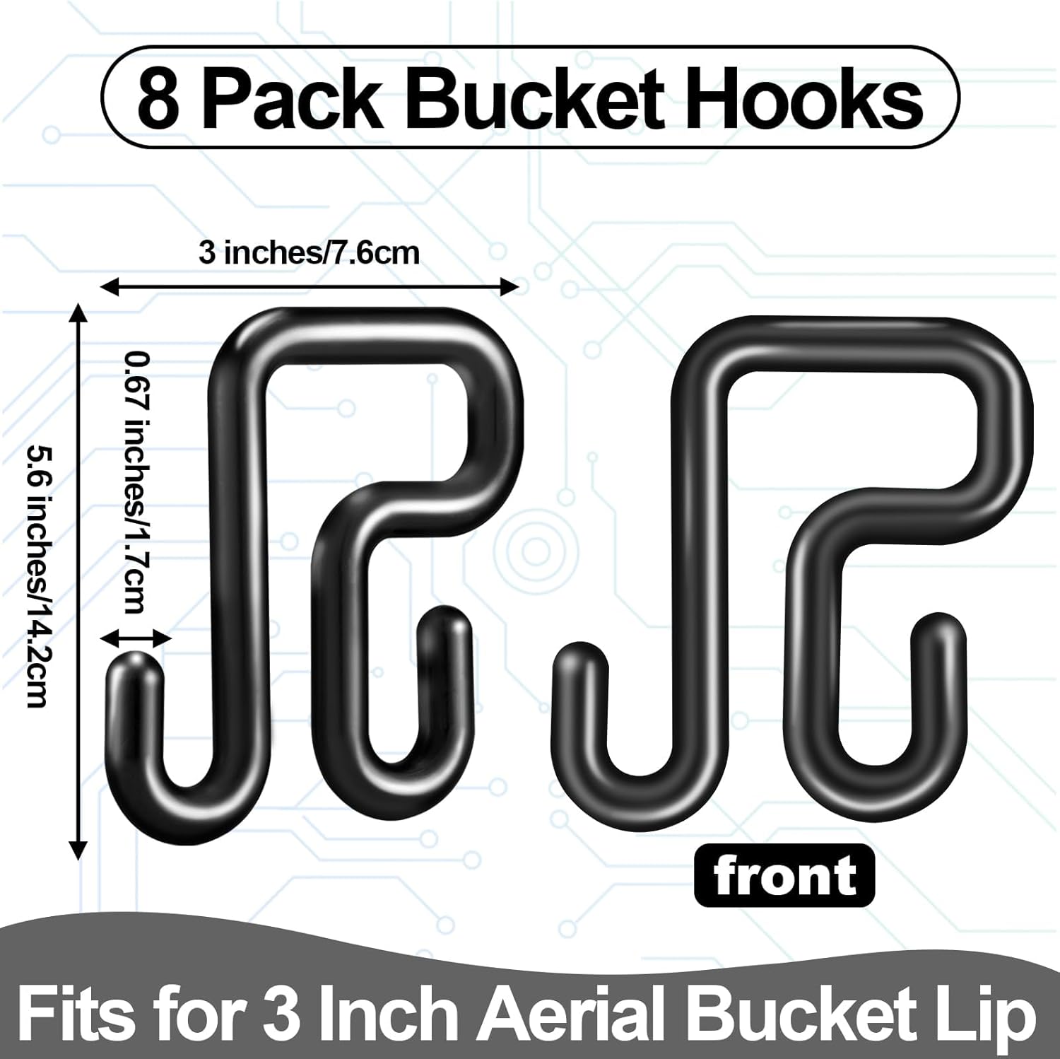 2 Pack Lineman Bucket Hooks Black Truck Blanket Hooks Fits for 3 Inches Aerial Buckets Lip Attach Tool Bags or Aprons Rated at 100lbs Working Load Limit for Lineman and Bucket Use