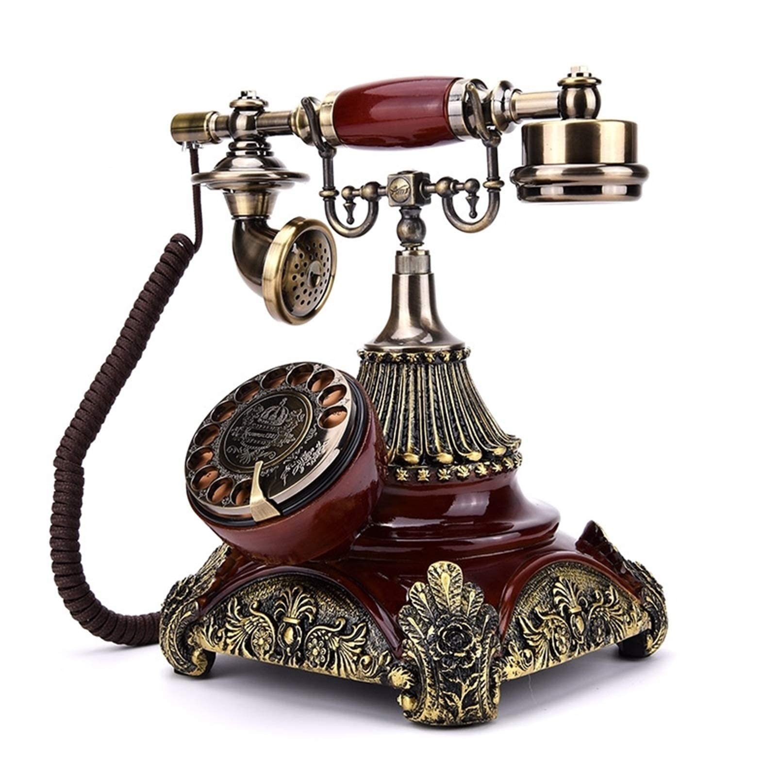 Telefono Fisso Vintage in Stile Europeo, con quadrante Girevole, Telefono Fisso Antico retrò, per Ufficio, casa, Hotel, in Resina.,