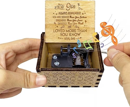 Miniatura 6 de Caja de música You are My Sunshine from Dad to Son, manivela clásica grabada, cajas musicales grabadas, regalos de recuerdo para hijo de papá para