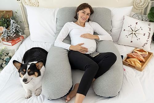 Miniatura 2 de Meiz - Almohada de maternidad en forma de U con cremallera, funda extraíble