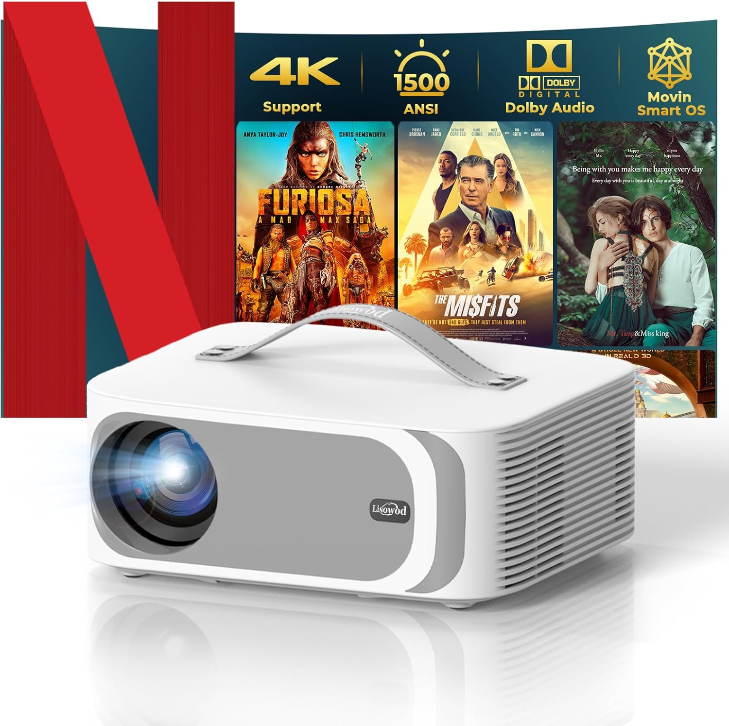 Lisowod Movin 2.0 Pro: 4K HDR Smart Portable Projector